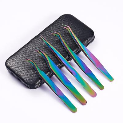 China Factory Straight Curved Stainless Steel Heat Treatment Volume Fan Flexible Original Eyelash Extension Tweezers for sale