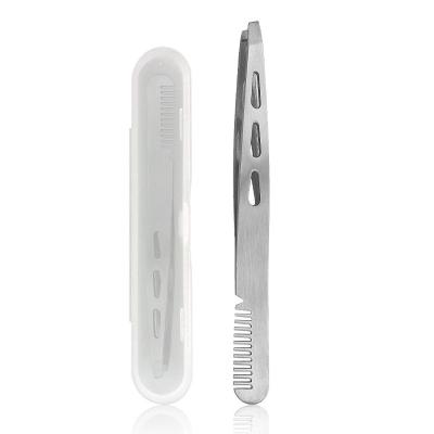 China Eyebrow Ready To Board Black Stainless Steel Eyebrow Tweezers LED Lighting With Comb for sale