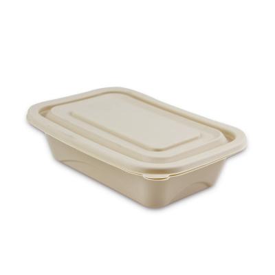 China Modern Wholesale High Quality Disposable 850ml Square Cornstarch Packing Box Food Container for sale