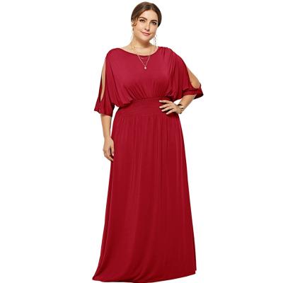 China Wholesale Women's Evening Dress 1/2 Sleeve Crew Neck Arm Stretch Multicolor Breathable Simple Cold Elastic Long Size Breathable Dress for sale