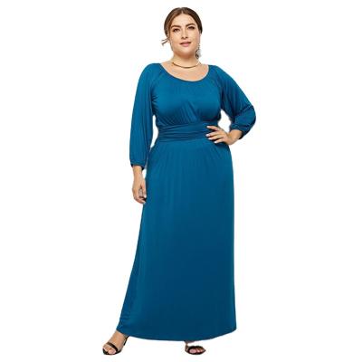 China Wholesale Breathable Women Plus Size Multicolor Lantern Sleeve Long Sleeve Dress Simple Dress for sale