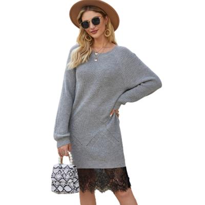 China New Design Women's Autumn Winter Knitted Pullover Sweater Long Sleeve Shirt Dress for sale