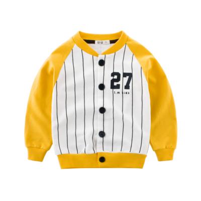 China Anti-Wrinkle Anti-Wrinkle Garment Factory Make Sure Kids Drop Print Letter Equipment Baseball Jacket Striped Yellow for sale