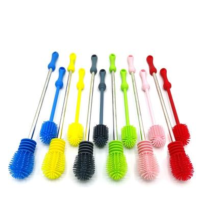 China Sustainable Silicone Bottle Cleaner Brush 36CM 24CM Long Handle Water Bottles Coffee Mugs Baby Bottles Silicone Cleaning Brushes for sale