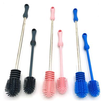 China Silicone Bottle Brush Long Handle Vacuum Long Lasting Free Shipping Sports Bottle Vase And Glassware Water Bottle Silicone Brush for sale