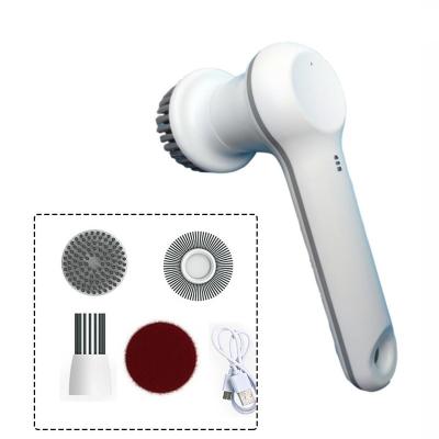 China Viable Hot Radio Electric Cleaning Brush with 4 Brush Heads Labor Saving Household Kitchen Bathroom Mirror Cleaning Brushes for sale