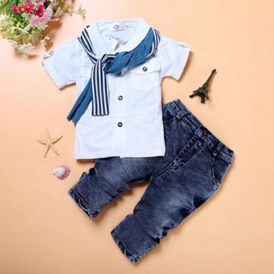 China Formal Toddler Boy Clothes Kids Summer Clothing Boys Shorts Sets For Kids Clothes Sets T-shirt+Jeans Sport Fits 2 3 4 5 6 Years Old for sale