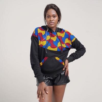 China New Arrival Pure Cotton African Print Cotton Hoodies Patchwork Plus Size For Unisex Long Sleeve Tops for sale