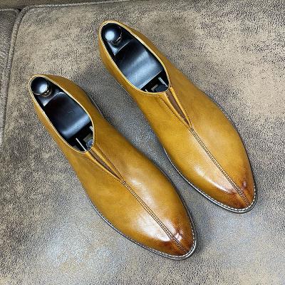 China New Durable Nigeria Party And Bag Set Real Genuine Leather Waist Increasing Stylish Shoes No Tie Lace For Men Summer Cow Winter Anti for sale