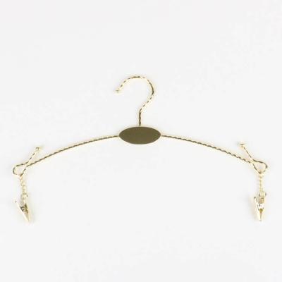 China Durable round brand metal color metal lingerie hanger bra underwear bikini display hanger gold with clip for women for sale