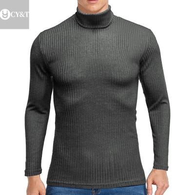 China Custom Anti-wrinkle Autumn Winter New Arrival High Neck Basing Shirt Long Sleeve Pullover OEM Solid Color Plus Size Men's Sweater for sale