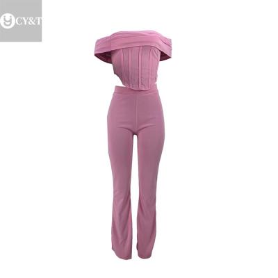 China High Quality QUICK DRY Ladies Folding Breasted Tops Rocket Pants Women's Casual Workout Clothing 2 Piece Set for sale