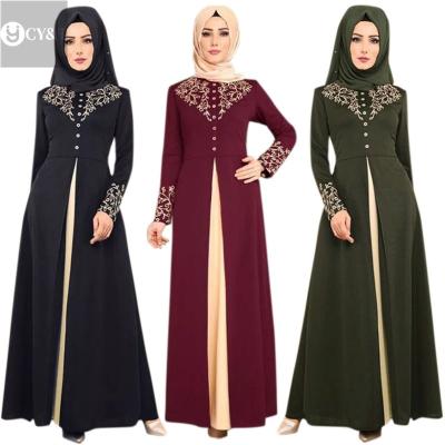 China Wholesale Anti-Static Dubai Quality Plus Size Long Edge Chiffon Floral Abaya Women Dress Floral Hot Stamping Islamic Muslim Black for sale