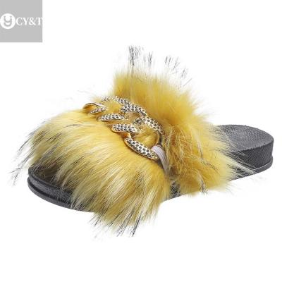 China Cheap Price Fuzzy Women Wholesale Hot Selling Open Toe Fashion Slippers Sandals 2021 Fashion Trend Metal Buckle Sandals and Slippers for sale