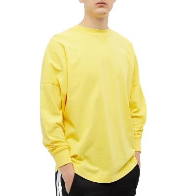 China Anti-Wrinkle DROP SHOULDER CURVE CUSTOM TEE WHITE EDGE LONG SLEEVE 100% OVERSIZED T-SHIRT for sale