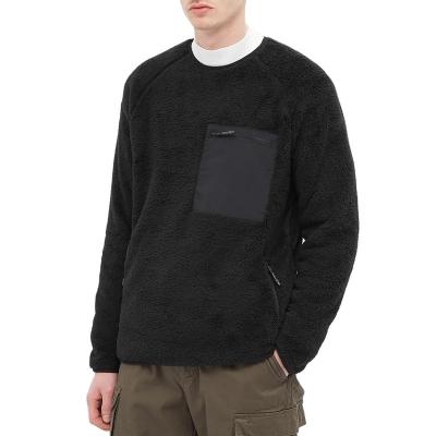 China CUSTOM BLACK RAGLAN FLEECE SHERPA POLYESTER PULLOVER Anti-wrinkle CREWNECK STREETWEAR SWEATSHIRT WITH ZIP POCKET for sale