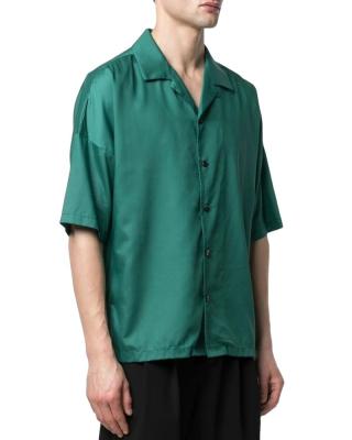 China Custom Made Shoulder Anti-pilling Short Sleeve Plain Button Down Shirt Wholesale Silk Shirt Summer for sale