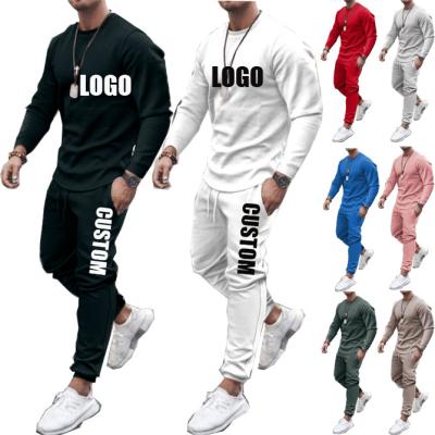 China Anti-pilling hot sale AUTUMN Custom logo made outdoor mens fashion jogger clothes suits soild clothing adult two piece sweater clothing sets for sale