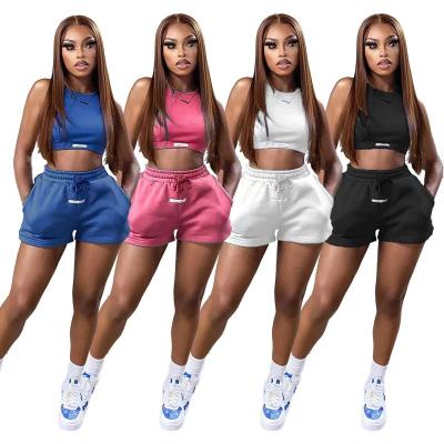 China Sustainable Summer Designer Sets Cute Crop Shorts Set Custom Lounge Wear Clothing 2 Piece Short Set Women for sale