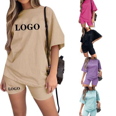 China QUICK DRY Wholesale Copy High Quality Summer Tracksuits Logo Loungewear Exercise Jogger Fitness Equipment Summer Sweatsuit Women Short Set for sale