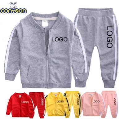 China Sports New Conyson Kids Sweater Autumn Long Sleeve Zipper Tracksuits Sweatsuit Two Piece Set Custom Made Outdoor Kids Costume for sale