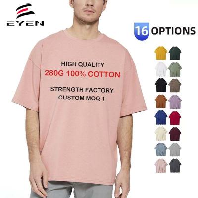 China EL Instant High Quality Men's Clothing 280gsm Printed Embroidered Plain Embroidered 100% Cotton Tee Plus Size Mens Custom T-shirt for sale