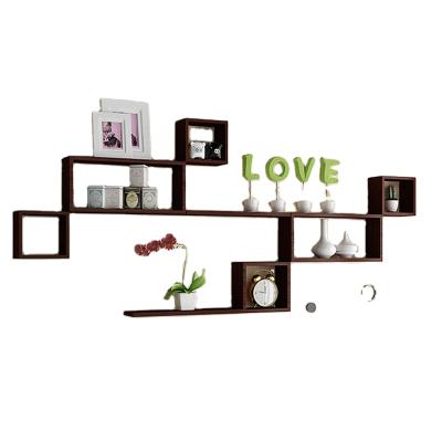 China Dinning perforated wall shelf storage rack surface hanging wall cabinet living room TV backgrounddecoration traditional solid wood for sale