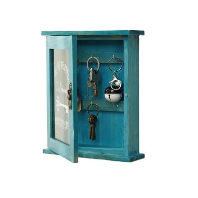 China Glass Door Key Storage Box Pastoral Home Wall Mounted Wooden Door-to-Door Viable Storage Box Retro for sale