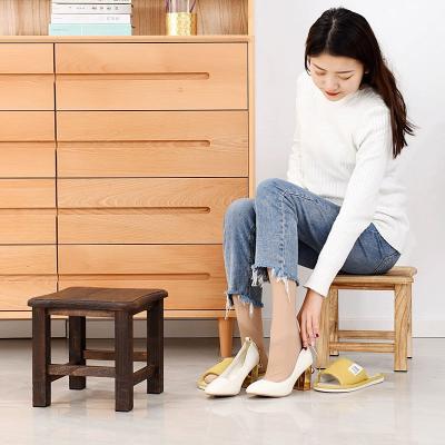 China Solid Wood Round Stool Household Oak Bench Shoe Stool Wooden Stool (Other) Adjustable Log Small Round Doorstool for sale