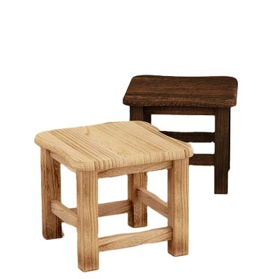 China (Size) Nordic Simple Stylish Household Living Room Bedroom Stool Modern Home Square Stool Small Adjustable Solid Wood Changing Chair for sale