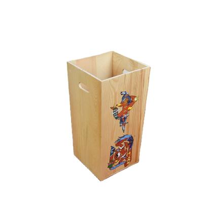 China Simple and modern wooden litter bin viable home creative large living room plus homestay hotel storage bin for sale