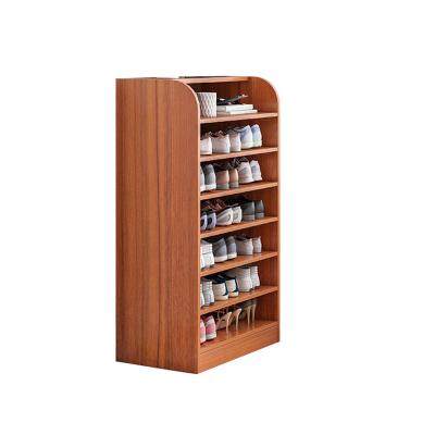 China Modern Design Adjustable Economic Natural Wooden Color 7 Row Wooden (Others) Shoes Racks Shoe Cabinet for sale