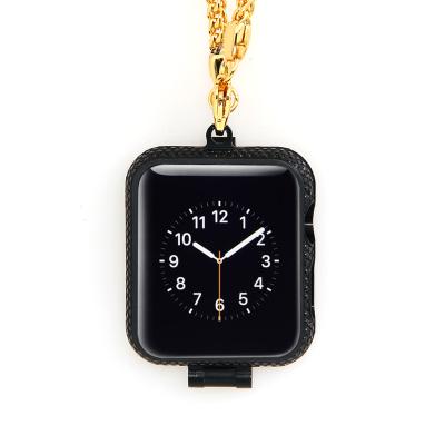 China Luxury Black Diamond Bezel Protective Necklace Cover Bling Case For Apple Watch 38mm 42mm for sale