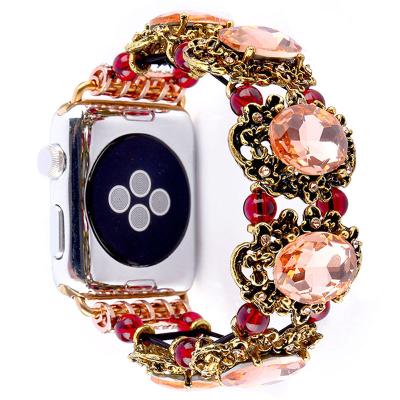 China Durable Shiny Beauty Christmas Jewelry Beaded Diamond Bracelet Compatible For Apple Watch Series 7 Series 3/4/5/6/7/SE 38/38/40/42/44mm for sale