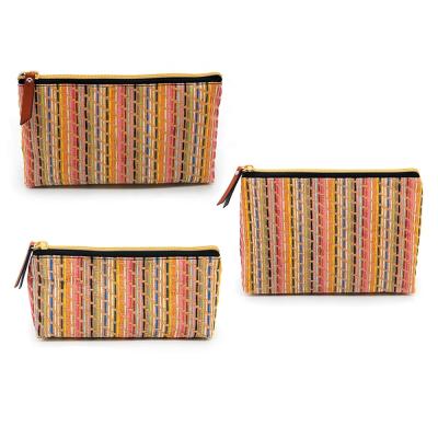 China Eco Boho Clutch Travel Toiletry Bag Waterproof Cosmetic Pouch Woven Makeup Bags for sale