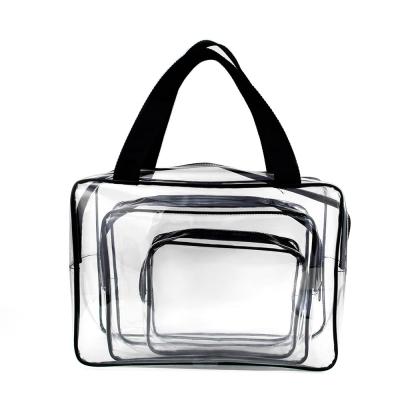 China Fashion Bridesmaid Waterproof Transparent Clear Gifts Stand Up Zipper Makeup Pouch Cosmetic Elegant Travel Toiletry Bag for sale