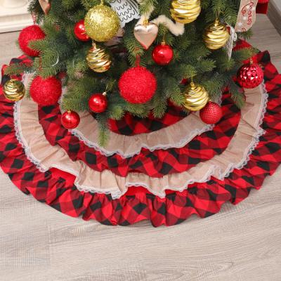 China Ourwarm Christamas Home Decoration Newly Arrived Thick and Durable Plaid and Canvas Christmas Tree Skirt for Holiday Xmas Decorations for sale