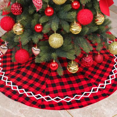 China Vlovelife 1pcs 48inch Christmas Tree Skirt Layers Home Decor Double Christamas Red and Black Buffalo Plaid Deco for Holiday Party Xmas Tree Carpet for sale