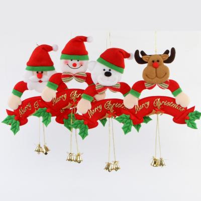 China Santa Christmas Tree Accessories Santa Doll Dancing Old Man Snowman Deer Back Hanging Cloth Art Small Puppet Gift For for sale