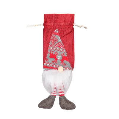 China 2020 Latest Design Polyester Decorative Plush Mini Christmas Wine Bottle Cover for sale