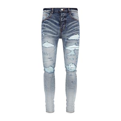 China Designers Breathable Luxury Jeans Distressed France Fashion Hole Stretch Casual Denim Jean Men Skinny Pants for sale