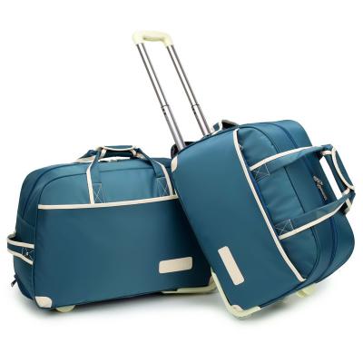 China Blue Color Fashion Style Leisure Style Nylon Material Wheel Durable Sport Travel Duffel Bag With Wheel for sale