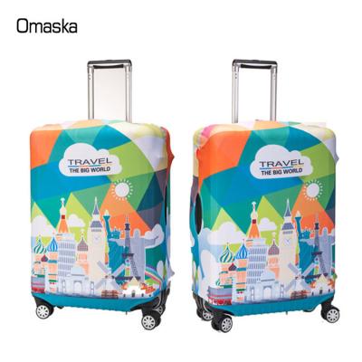 China Fashion Design Fashion Europe Building Printing Luggage Cover Spandex Dust Travel Outdoor Luggage Cover for sale