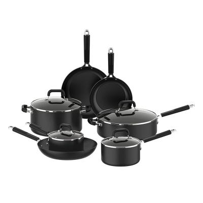 China Sustainable Different Kinds Of Household Hard Anodized Non Stick Pots Cooking Cookware And Bakeware Set for sale