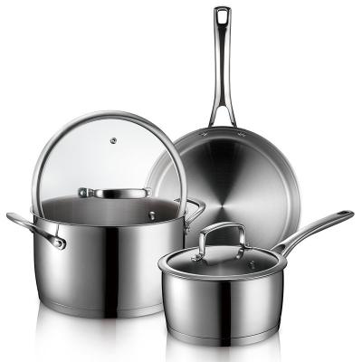 China Sustainable Custom Stainless Steel Kitchen Ware Non Stick Cooking Cookware Set With Quality Assurance for sale