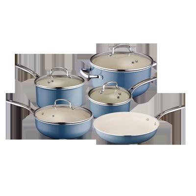 China Sustainable New Produce 5 Pcs Multi-layer Ceramics Coated Ceramics Kitchen Cookware Set for sale