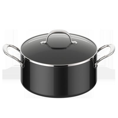 China Sustainable Factory Price Cookware Heat Resistant Aluminum Casserole Clay Casserole Pot With Glass Lid for sale