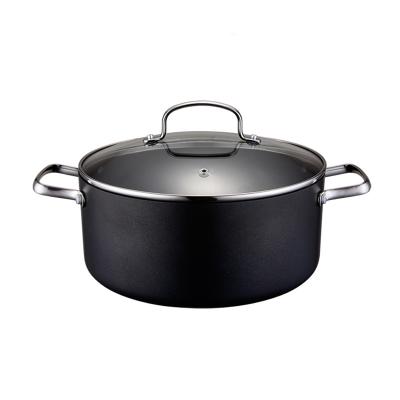 China Sustainable Hard Anodised Non-stick Coating 3.2mm Die-casting Aluminium Soup Pot Saucepan Casserole for sale