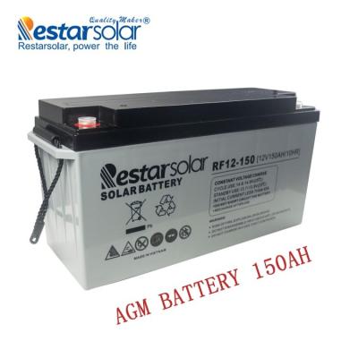 China 12 Year Life Battery 12V 150Ah AGM Deep Cycle Rechargeable Batteries For Solar System 150Ah@10hour-rate at 1.80V per cell @25′ „ ƒ for sale