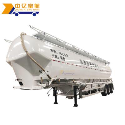 China 60 Ton Truck Trailer Stainless Steel Silo Bulk Flour Wheat Tanker Truck Trailer Aluminum Transport Semi Trailer for sale